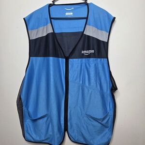 Amazon Delivery Driver Vest Blue Black Reflective Safety Work Uniform 4XL/5XL
